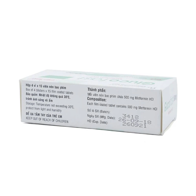 Thuốc Glucofast 500mg Mebiphar điều trị tiểu đường típ 2 (4 vỉ x 15 viên)