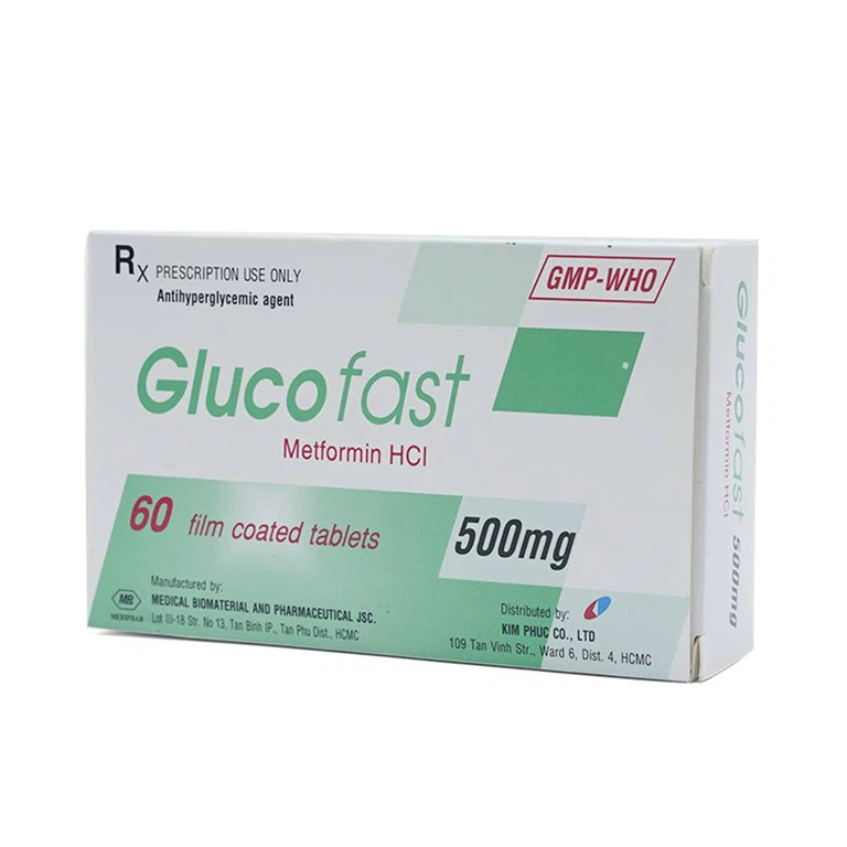 Thuốc Glucofast 500mg Mebiphar điều trị tiểu đường típ 2 (4 vỉ x 15 viên)