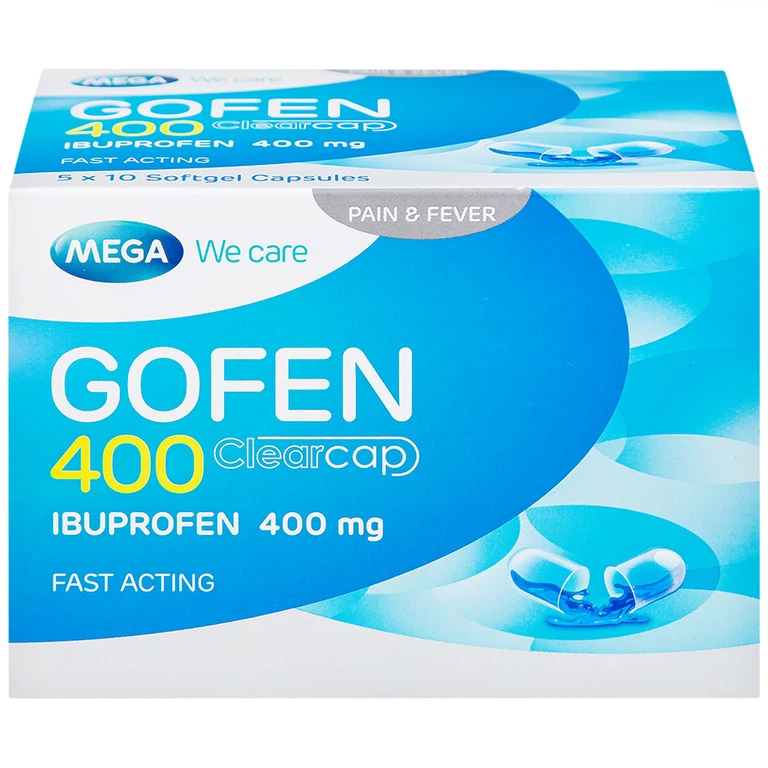 Thuốc Gofen 400 MEGA We care điều trị hạ sốt, giảm đau (5 vỉ x 10 viên)