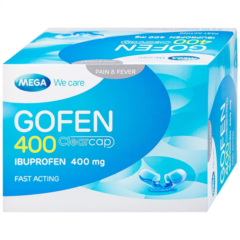 Thuốc Gofen 400 MEGA We care điều trị hạ sốt, giảm đau (5 vỉ x 10 viên)