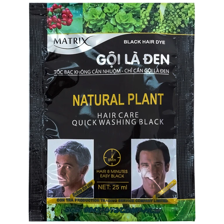 Gội là đen Matrix giúp mái tóc đen tự nhiên, che phủ tóc bạc (10 gói x 25ml)
