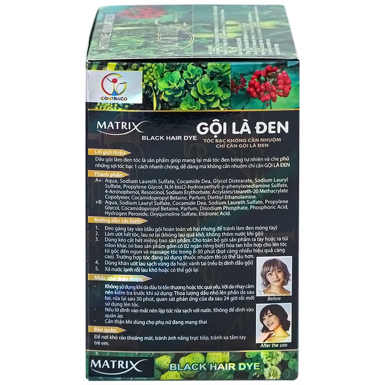 Gội là đen Matrix giúp mái tóc đen tự nhiên, che phủ tóc bạc (10 gói x 25ml)