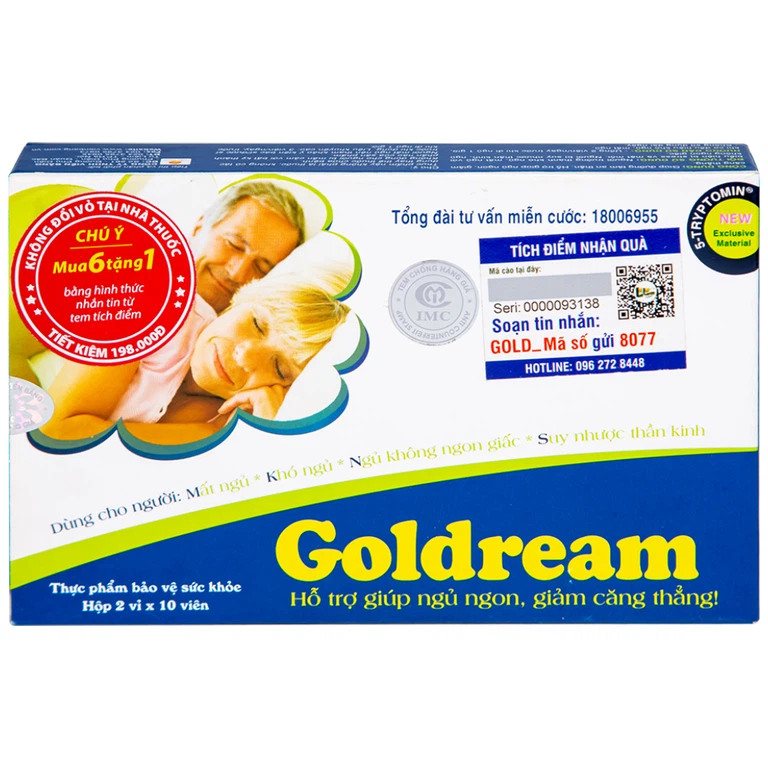 Viên uống Goldream IMC hỗ trợ ngủ ngon, giảm căng thẳng (20 viên)