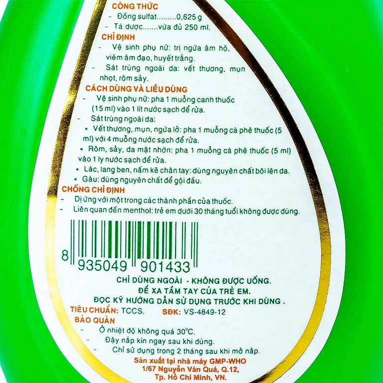 Dung dịch vệ sinh Gynofar Pharmedic điều trị ngứa âm hộ, viêm âm đạo, huyết trắng (250ml)
