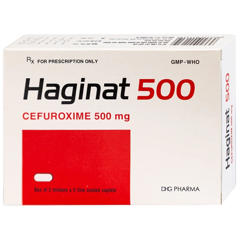 Thuốc Haginat 500 DHG điều trị nhiễm khuẩn (2 vỉ x 5 viên)