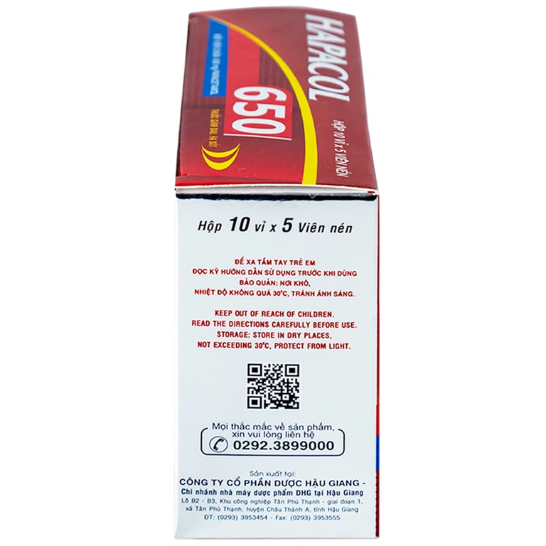 Thuốc Hapacol 650 DHG giảm đau, hạ sốt (10 vỉ x 5 viên)