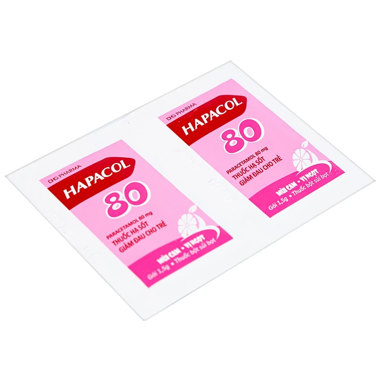 Bột Hapacol 80 DHG giảm đau, hạ sốt (24 gói)