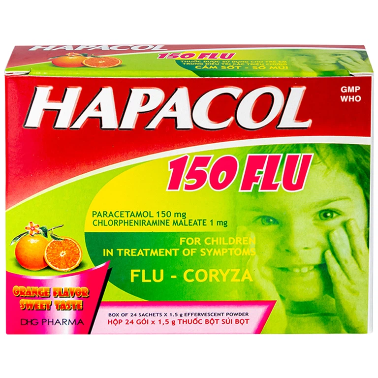 Bột Hapacol 150 Flu DHG giảm đau, hạ sốt (24 gói)