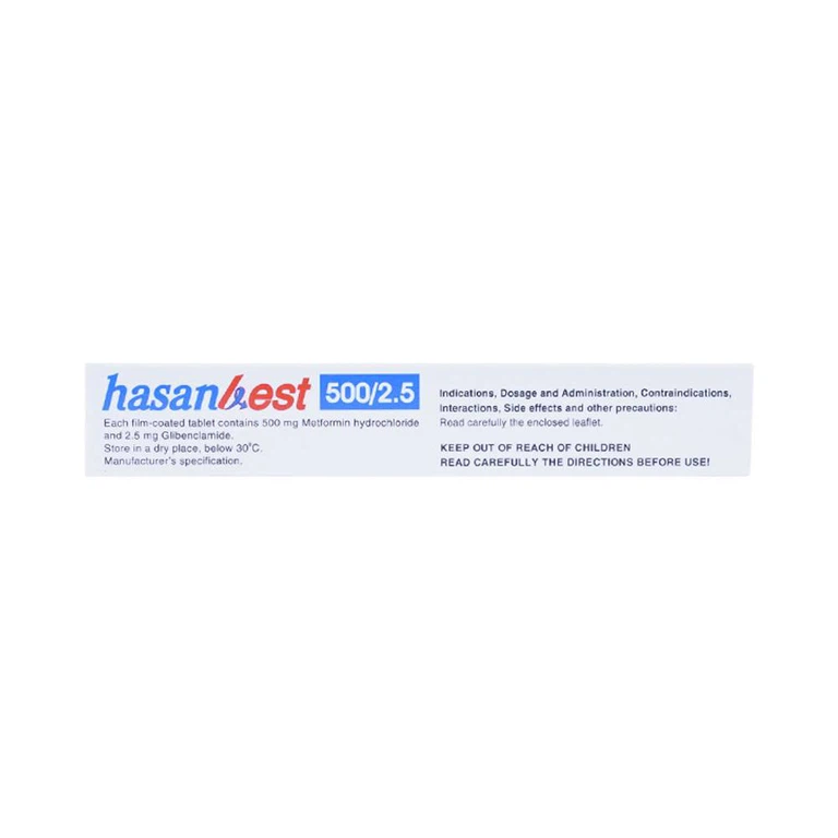 Thuốc Hasanbest 500/2,5 Hasan điều trị đái tháo đường típ 2 (2 vỉ x 15 viên)