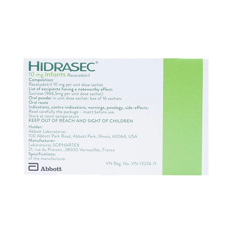 Thuốc bột Hidrasec 10mg điều trị tiêu chảy cấp ở trẻ (16 gói)