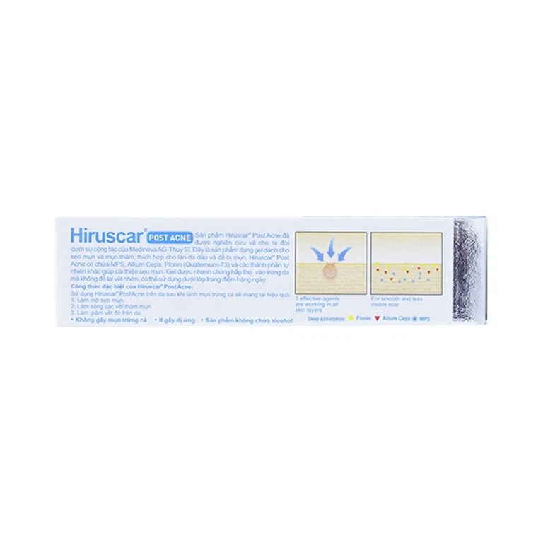 Gel làm mờ sẹo mụn và thâm mụn Hiruscar Post Acne (5g)