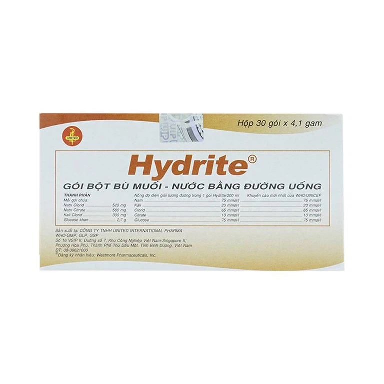 Bột bù muối nước bằng đường uống Hydrite điều trị mất nước do tiêu chảy (30 gói x 4.1g)