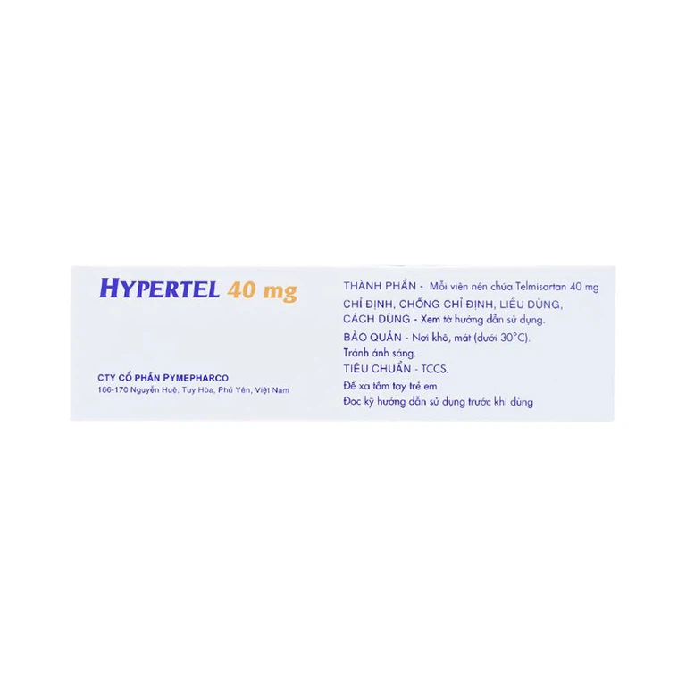 Thuốc Hypertel 40mg Pymepharco điều trị cao huyết áp vô căn (4 vỉ x 7 viên) 