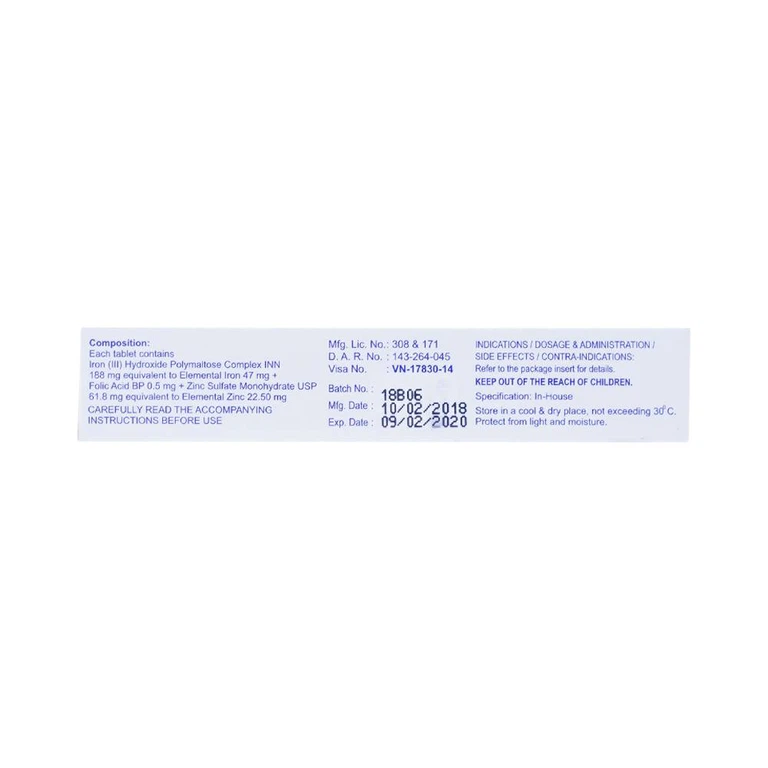 Thuốc Ipec-Plus Aristopharma điều trị thiếu sắt, acid folic và kẽm (3 vỉ x 10 viên)