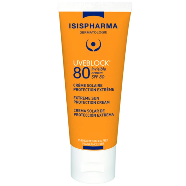 Kem chống nắng Uveblock 80 Invisible Cream SPF50+ ISIS Pharma giảm sạm da, ngăn ngừa nám da, lão hoá da (40ml)