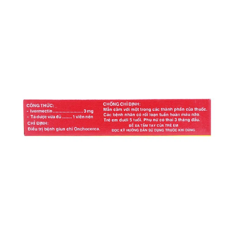 Viên nén Ivermectin 3mg Dược 3-2 hỗ trợ điều trị các bệnh nhiễm giun (1 vỉ x 4 viên)