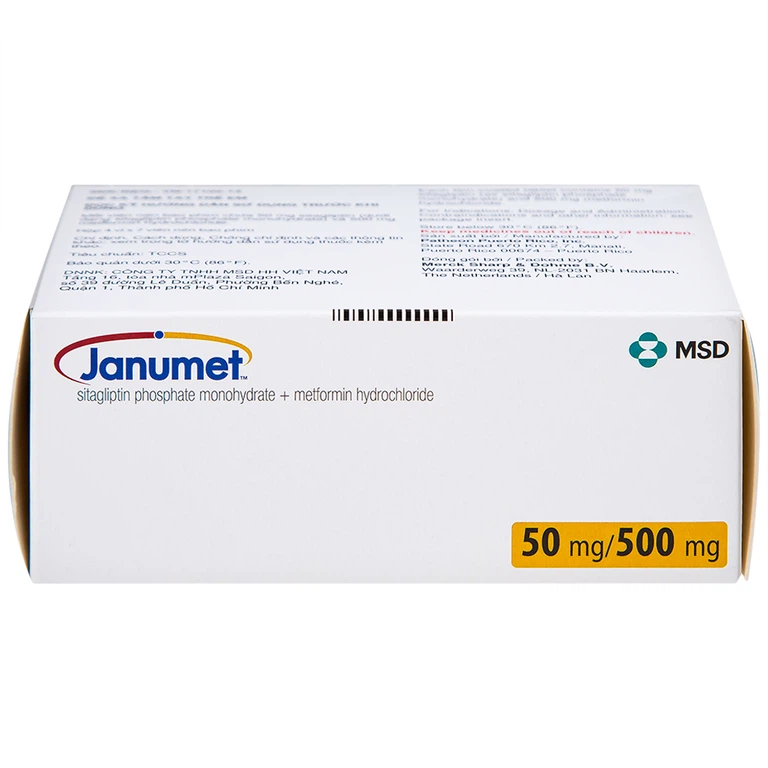 Viên nén Janumet 50mg/500mg MSD điều trị đái tháo đường típ 2 (4 vỉ x 7 viên)