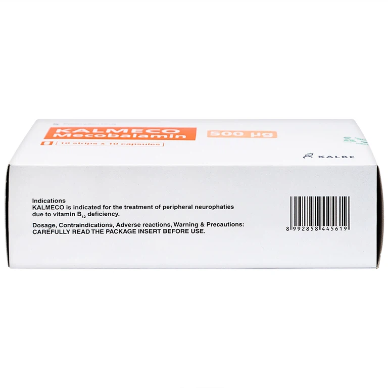 Viên nang Kalmeco 500µg Kalbe điều trị các bệnh thần kinh ngoại biên do thiếu hụt vitamin B12 (10 vỉ x 10 viên) 