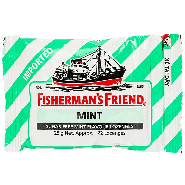 Kẹo con tàu Fisherman's Friend vị bạc hà thông cổ, mát họng, thông mũi (25g)