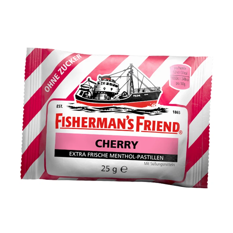 Kẹo con tàu Fisherman's Friend vị cherry thông cổ, mát họng, thông mũi (25g)