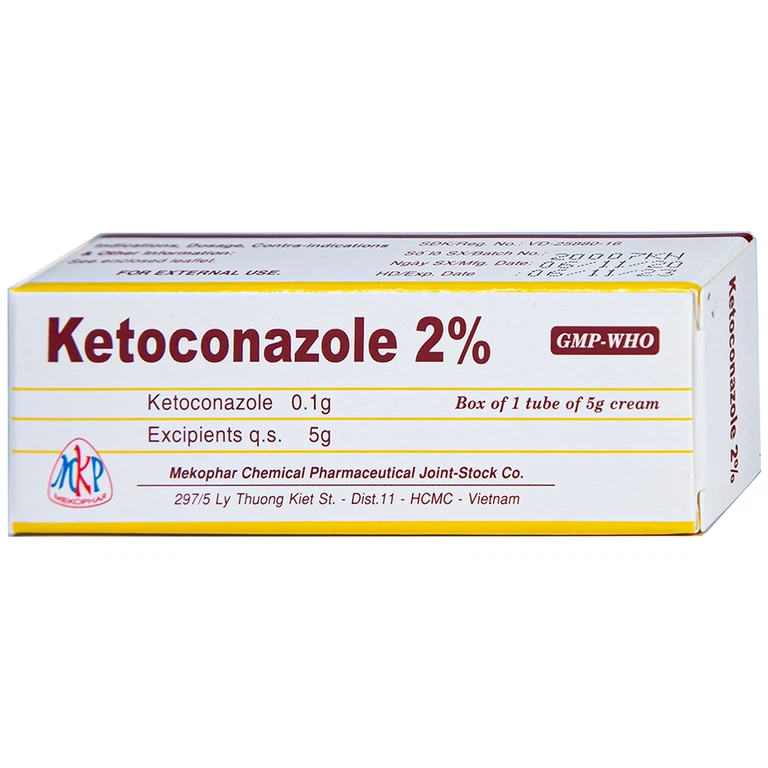 Kem bôi da Ketoconazole 2% Mekophar điều trị nấm ở da và niêm mạc (5g) 