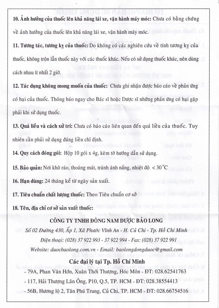 Thuốc Kim Long chữa chứng hắt hơi, sổ mũi, ngạt mũi, mặt mũi đau nhức (10 gói x 4g)
