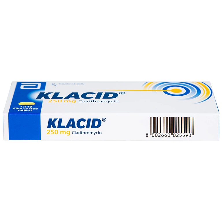Viên nén Klacid 250mg Abbott điều trị viêm amidan, viêm tai giữa, viêm xoang cấp (1 vỉ x 10 viên)