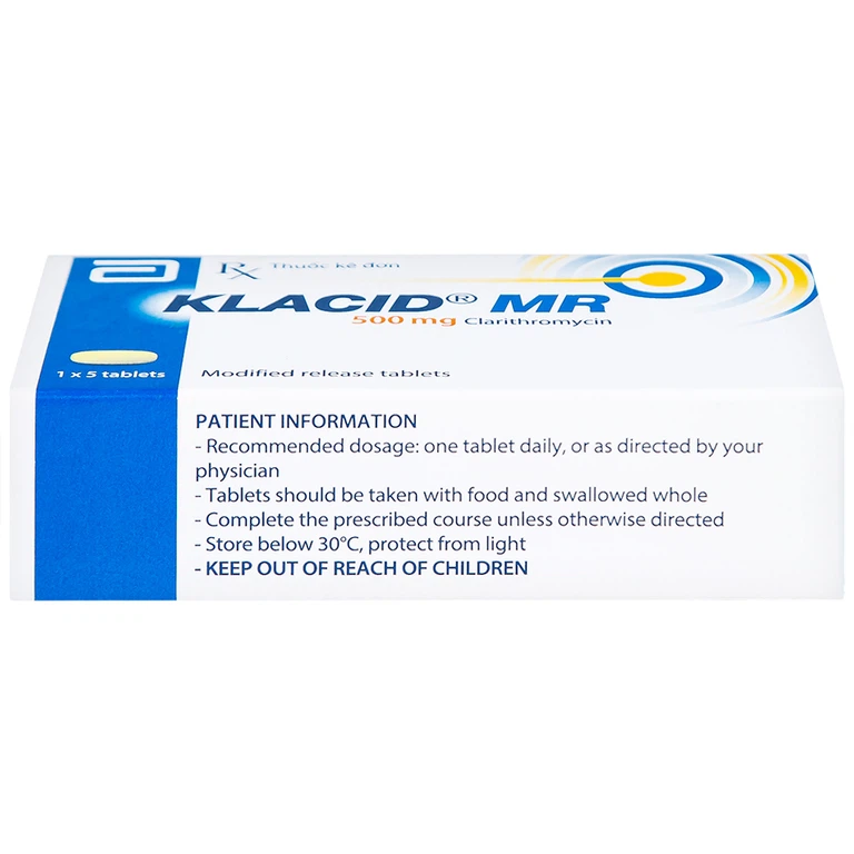 Viên nén Klacid MR 500mg Abbott điều trị nhiễm trùng đường hô hấp (1 vỉ x 5 viên)