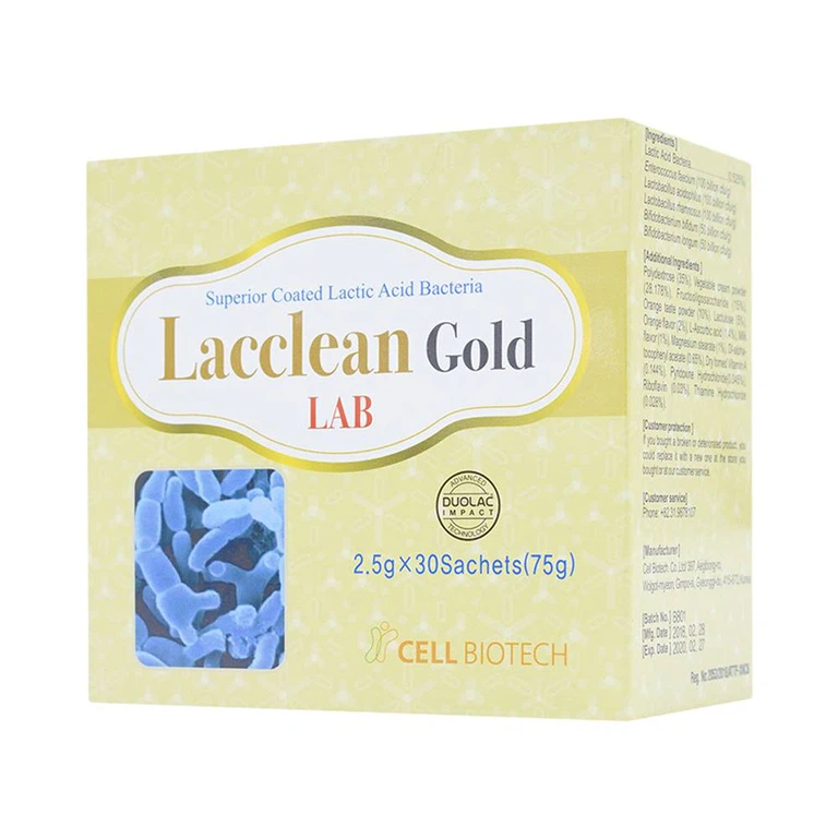 Men vi sinh Lacclean Gold Lab điều trị rối loạn đường ruột do bệnh lý hoặc kháng sinh kéo dài (30 gói)