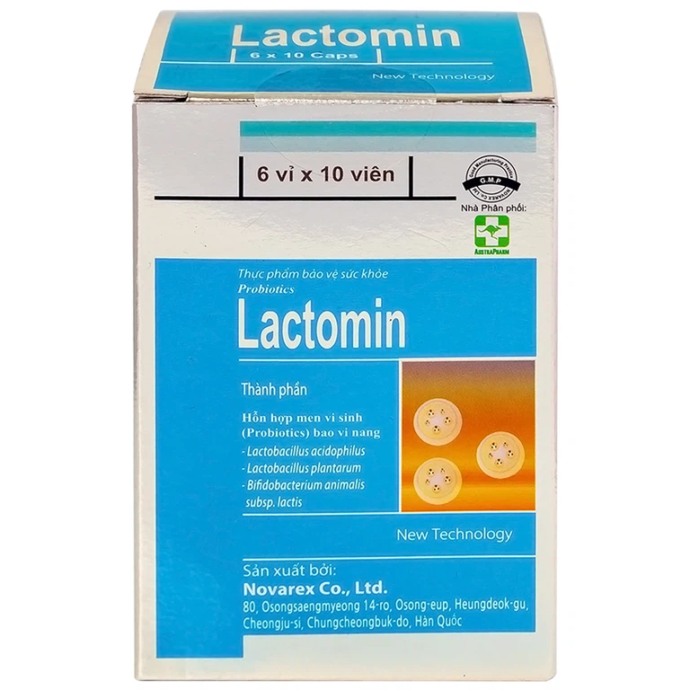 Viên uống Lactomin Novarex bổ sung vi khuẩn có ích, giúp tái lập cân bằng hệ vi sinh đường ruột (6 vỉ x 10 viên)