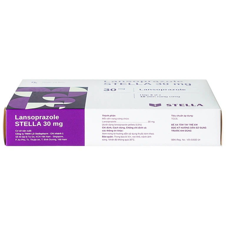 Viên nang cứng Lansoprazole Stella 30mg điều trị loét dạ dày, viêm thực quản (3 vỉ x 10 viên)