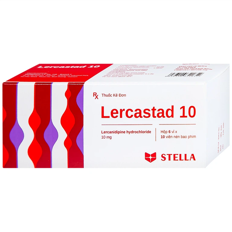 Viên nén Lercastad 10 Stella điều trị tăng huyết áp nguyên phát từ nhẹ đến trung bình (6 vỉ x 10 viên)