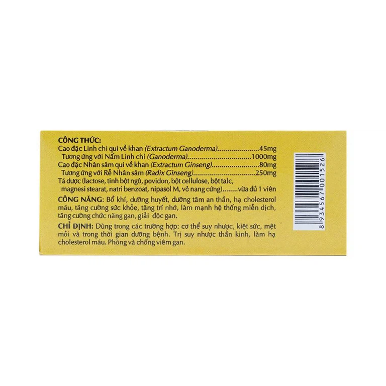 Viên nang cứng Linh Chi Sâm OPC bổ khí, dưỡng huyết, dưỡng tâm an thần, hạ cholesterol (5 vỉ x 10 viên)