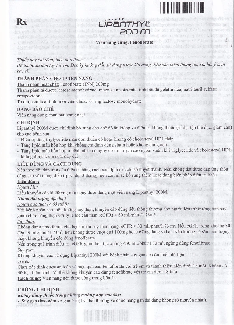 Viên nang cứng Lipanthyl 200mg Abbott bổ sung chế độ ăn kiêng trong điều trị tăng triglyceride (2 vỉ x 15 viên)