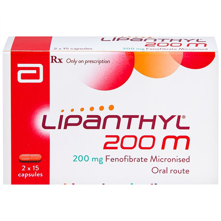 Viên nang cứng Lipanthyl 200mg Abbott bổ sung chế độ ăn kiêng trong điều trị tăng triglyceride (2 vỉ x 15 viên)