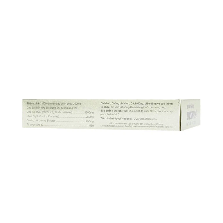 Viên nén Livsin-94 Hà Tây điều trị viêm gan cấp và mãn tính, suy gan (2 vỉ x 20 viên)