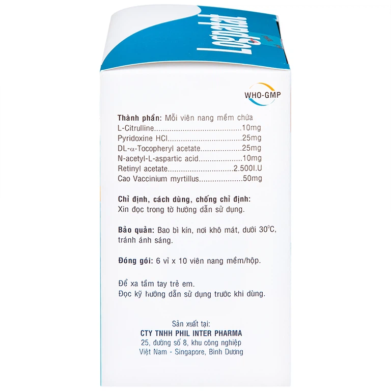 Viên nang mềm Logpatat Phil Inter hỗ trợ điều trị bệnh lý về mắt, cận thị, quáng gà (6 vỉ x 10 viên)