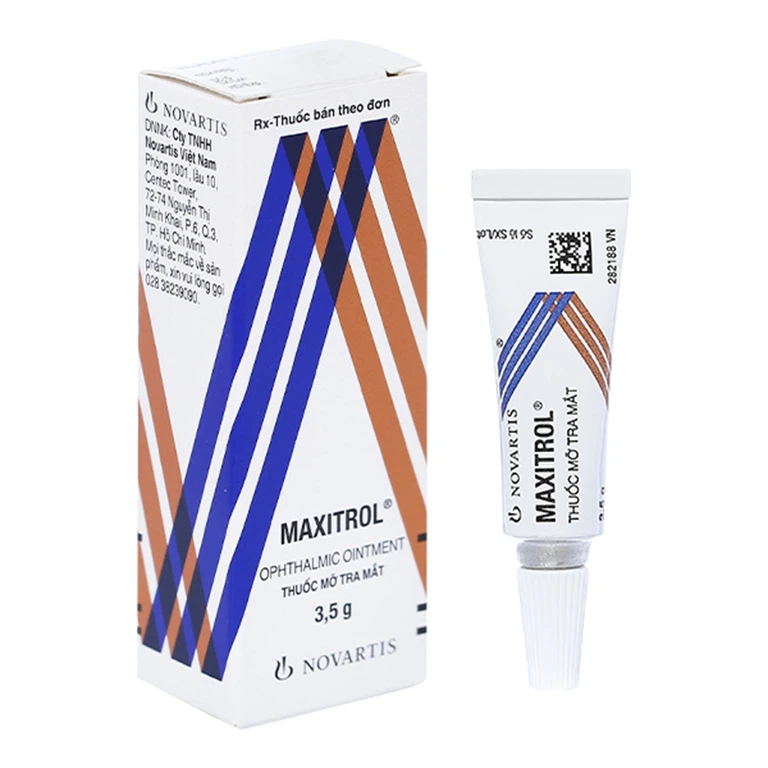 Thuốc mỡ tra mắt Maxitrol điều trị ngắn hạn các tình trạng đáp ứng với corticoid ở mắt (3,5g) 