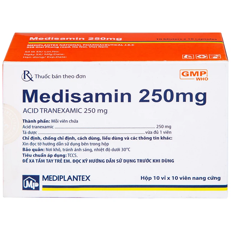 Thuốc Medisamin 250mg Mediplantex điều trị tình trạng chảy máu (10 vỉ x 10 viên) 