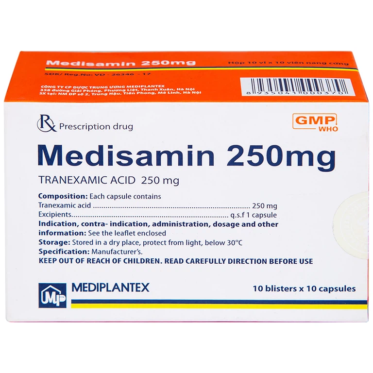 Thuốc Medisamin 250mg Mediplantex điều trị tình trạng chảy máu (10 vỉ x 10 viên) 
