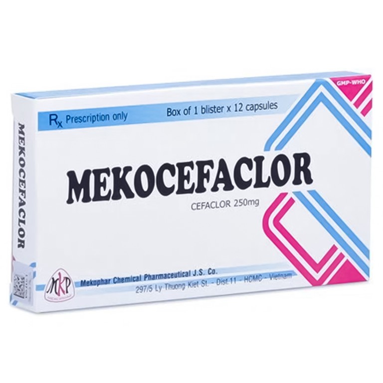 Thuốc Mekocefaclor 250mg Mekophar điều trị  viêm họng, viêm phế quản, viêm admidan (1 vỉ x 12 viên)