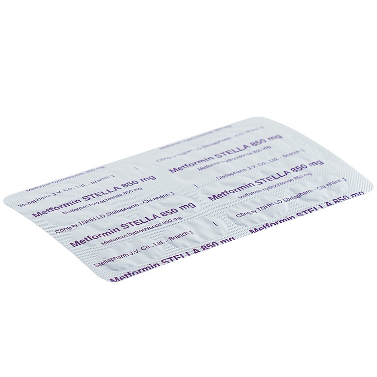 Viên nén Metformin Stella 850mg điều trị bệnh đái tháo đường (4 vỉ x 15 viên)