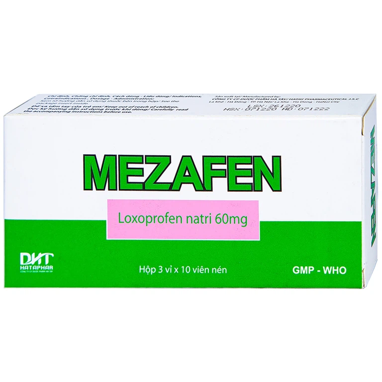 Viên nén Mezafen 60mg Hataphar kháng viêm, giảm đau viêm khớp, đau thắt lưng (3 vỉ x 10 viên)