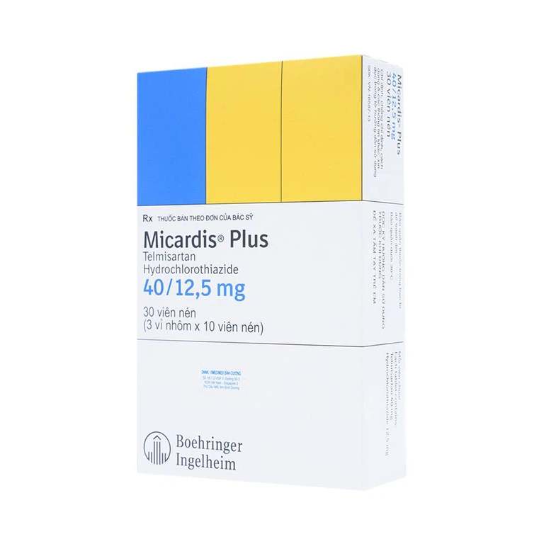 Viên nén Micardis Plus 40/12,5mg Boehringer điều trị tăng huyết áp vô căn (3 vỉ x 10 viên)