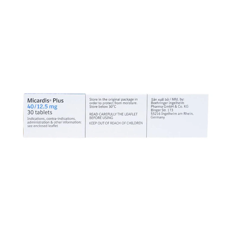 Viên nén Micardis Plus 40/12,5mg Boehringer điều trị tăng huyết áp vô căn (3 vỉ x 10 viên)