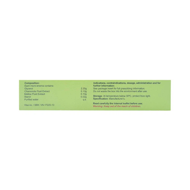 Dung dịch thụt trực tràng Microclismi Nova Argentia điều trị táo bón (6 túi x 1 tuýp x 3g)