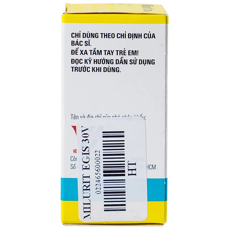 Viên nén Milurit 300mg Egis Pharma điều trị bệnh gout, phòng ngừa bệnh sỏi axit uric (30 viên)