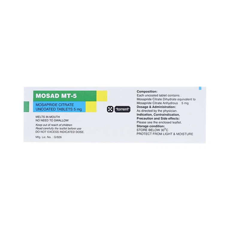 Thuốc Mosad MT-5 Torrent điều trị các triệu chứng dạ dày - ruột (10 vỉ x 10 viên)