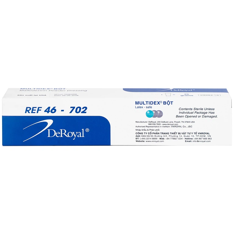 Bột Multidex 25g DeRoyal hỗ trợ điều trị viêm nhiễm da, làm lành các vết loét mãn tính