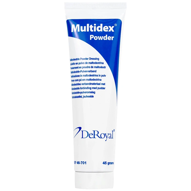 Bột Multidex 45g DeRoyal hỗ trợ điều trị viêm nhiễm da, làm lành các vết loét mãn tính